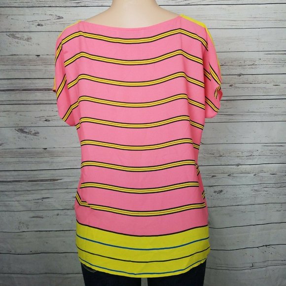 Ann Taylor Loft Sz Medium Sheer Top Striped Blouse - Picture 9 of 10